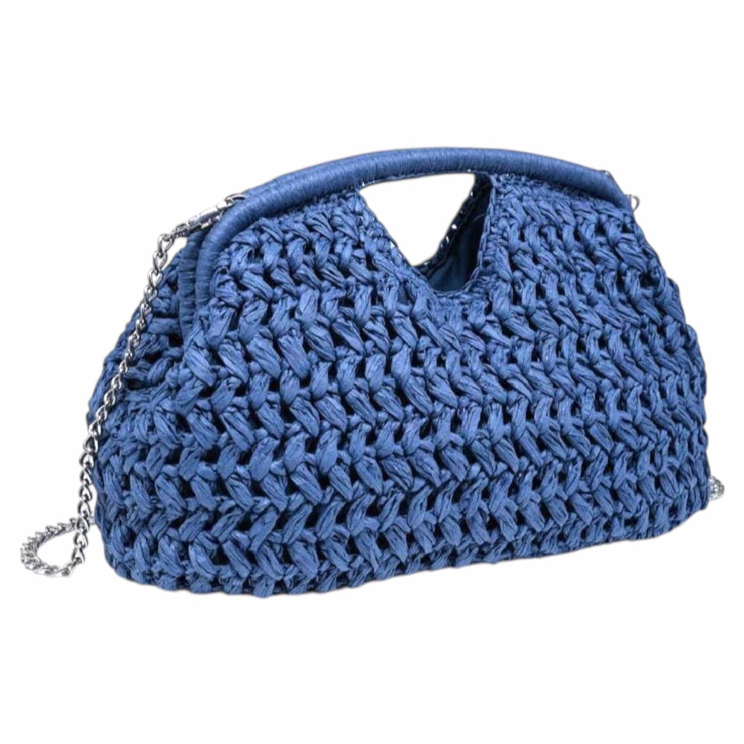 Navy Woven Top Handle or Crossbody Purse