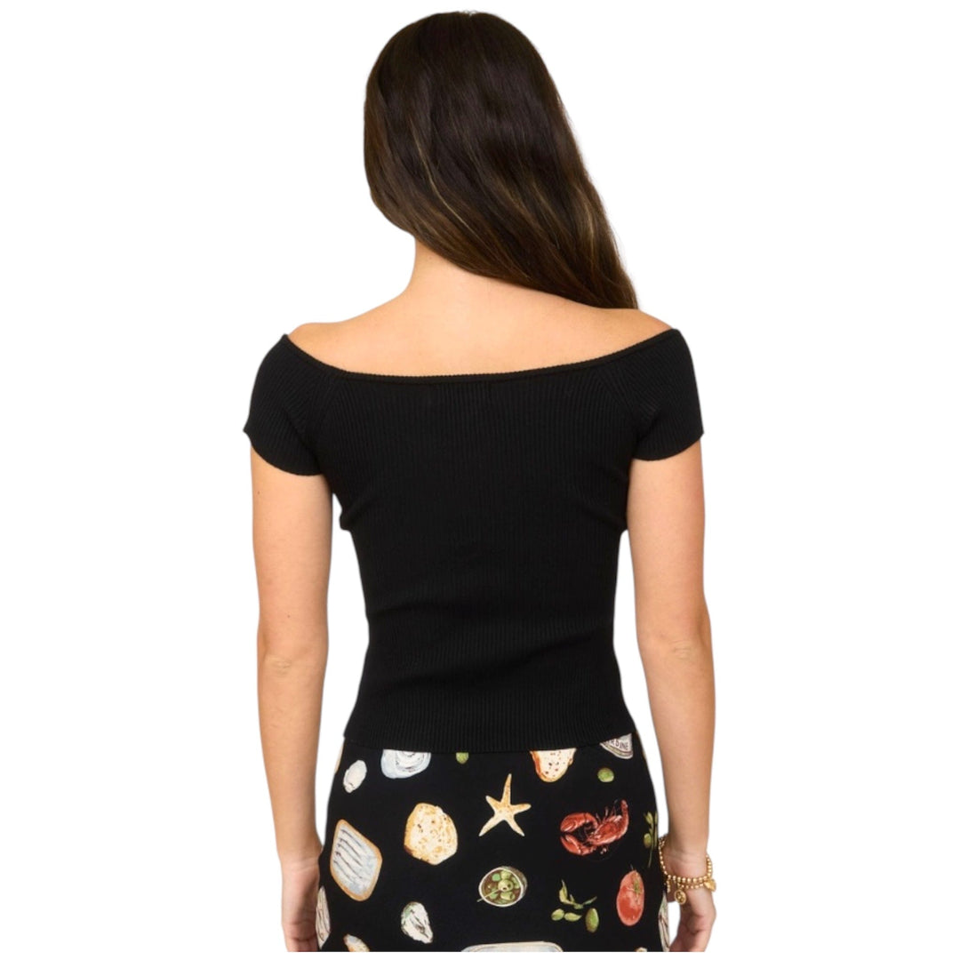 Black Split Front Hem Short Sleeve Sweater Knit Cardigan