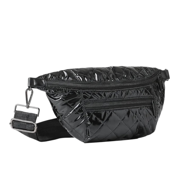 Black Shiny Puffer Sling Bag