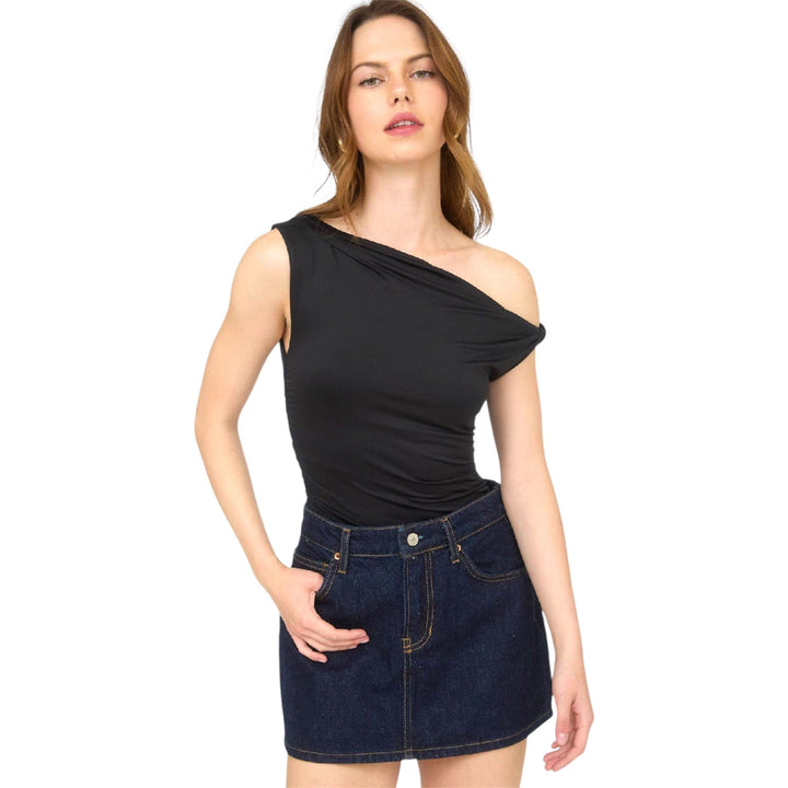 Black Asymmetrical off the Shoulder Top