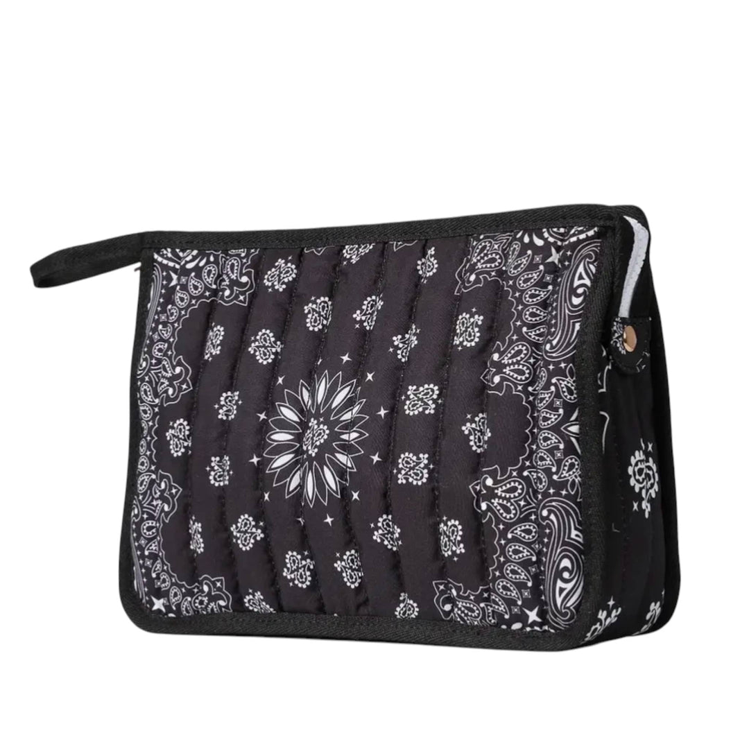 Black Bandana Print Pouch