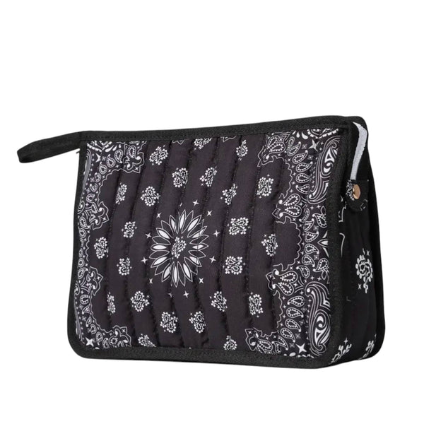 Black Bandana Print Pouch