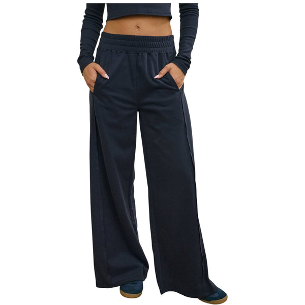 Navy Elastic Waist Side Panel Lounge Pants