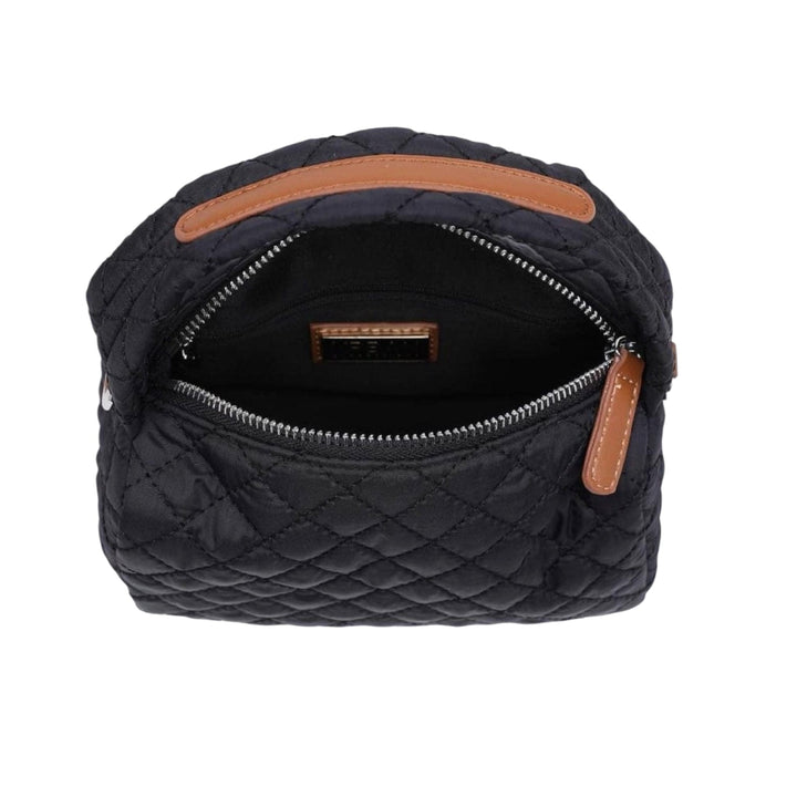 Black Quilted Top Handle Crossbody Purse