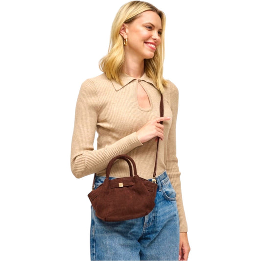 Brown Suede Crossbody Bag