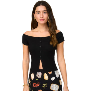 Black Split Front Hem Short Sleeve Sweater Knit Cardigan