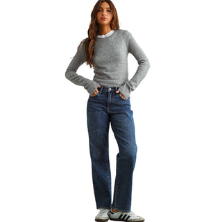 Relaxed Low Rise Stretch Straight Dark Wash Denim Jeans
