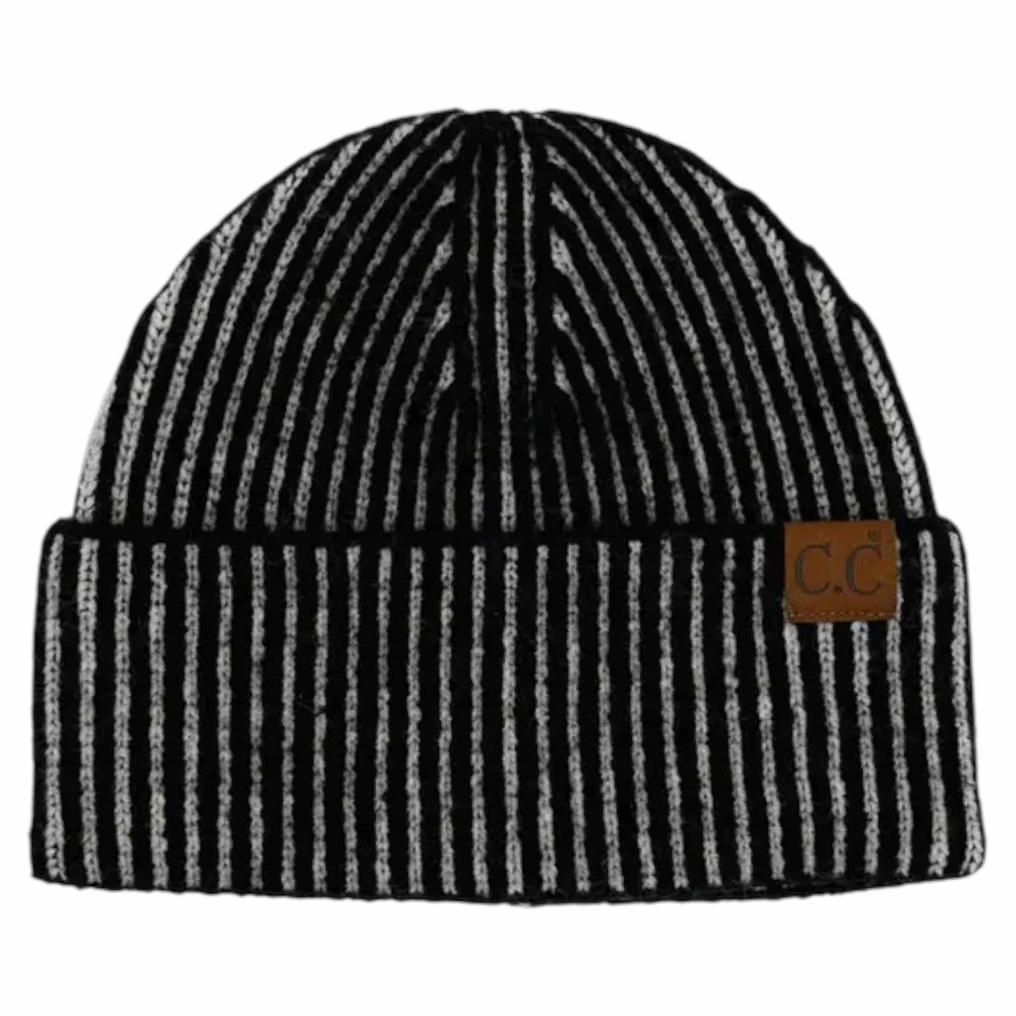 Black CC Contrast Cuff Cap Beanie