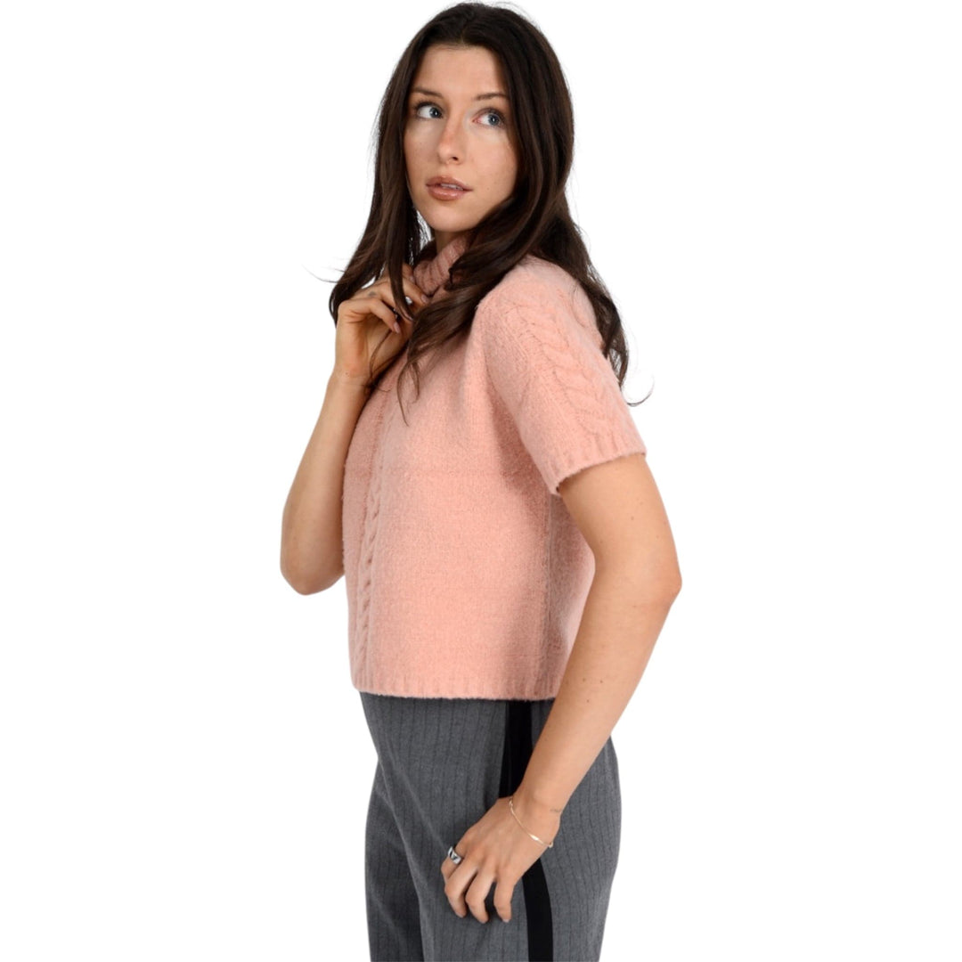 Short Sleeve Mock Neck Pullover