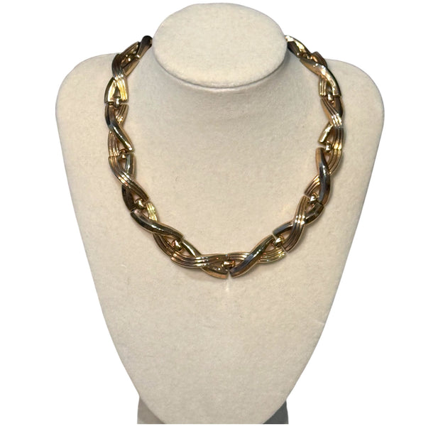 Vintage Gold Sculptural Link Necklace