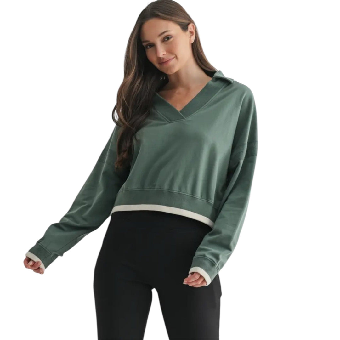 Varsity Line Fleece Pullover Top