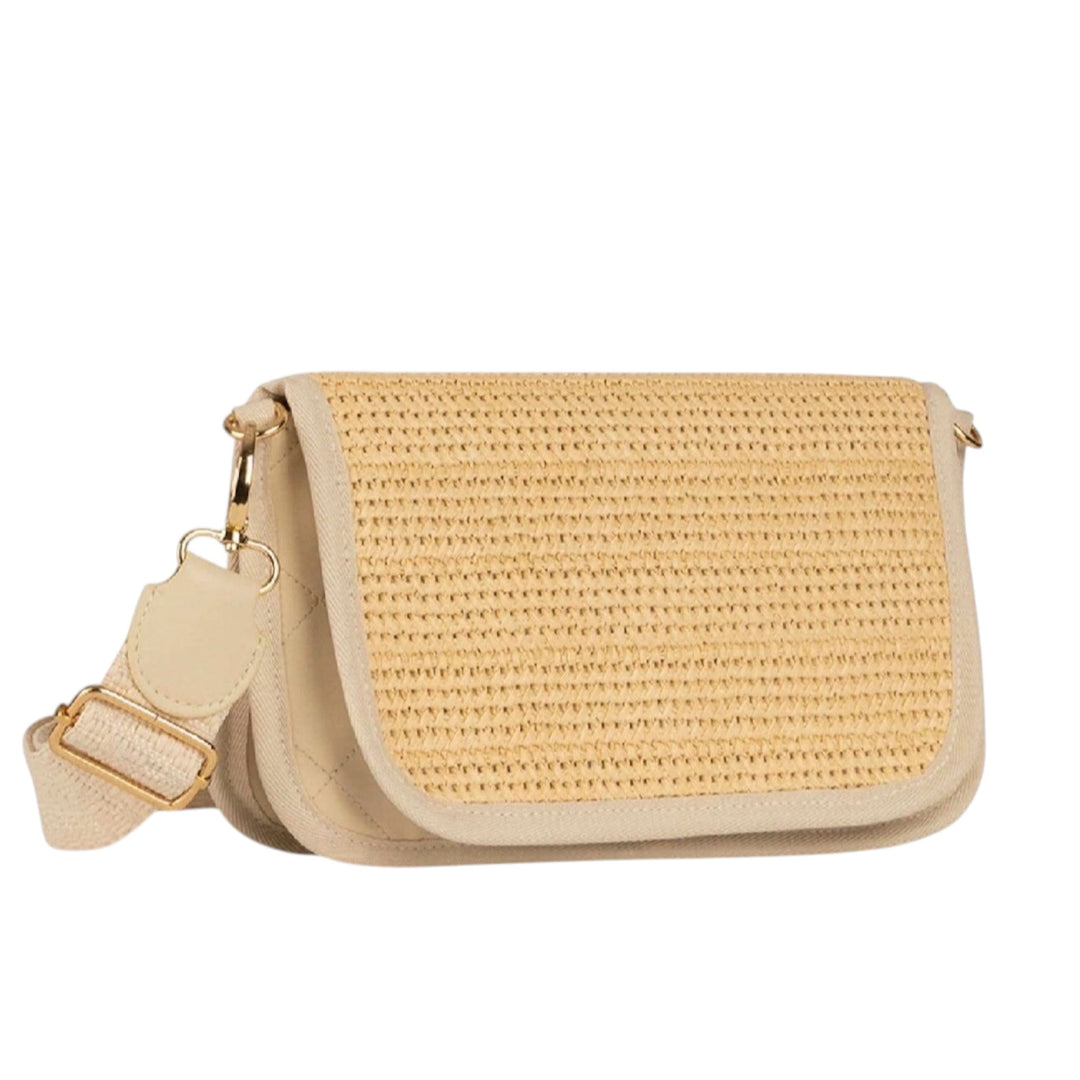 Raffia Vegan Leather Crossbody Bag