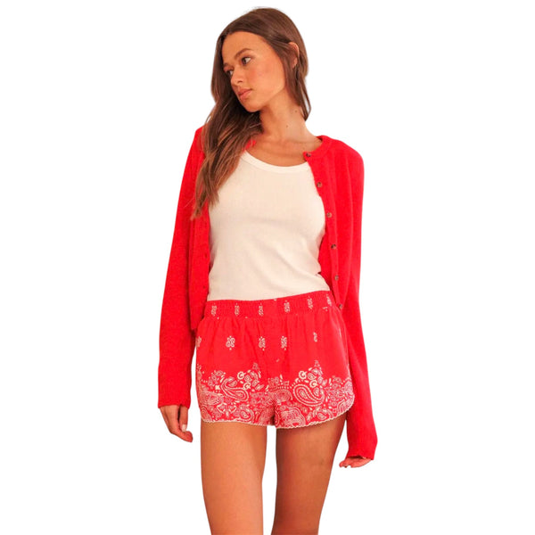Red Bandana Print Shorts