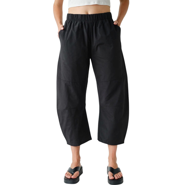 Black Barrel Pull On Pants