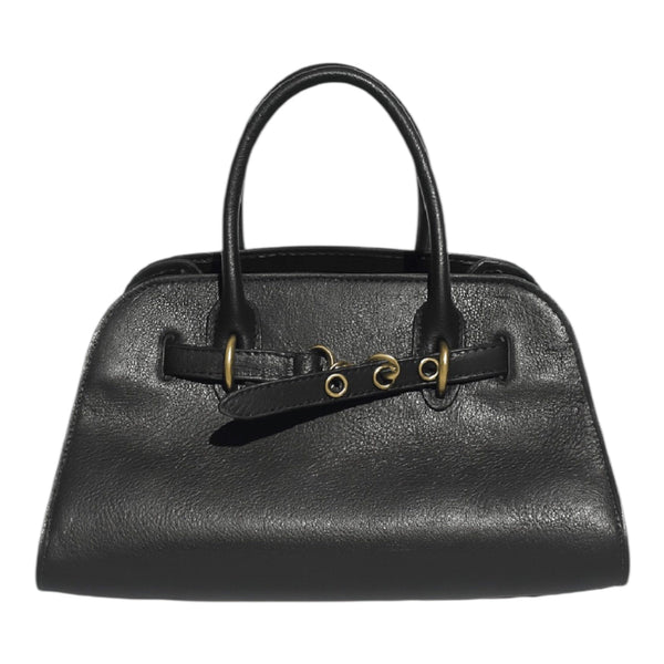 Black Vegan Leather Top Carry Tote