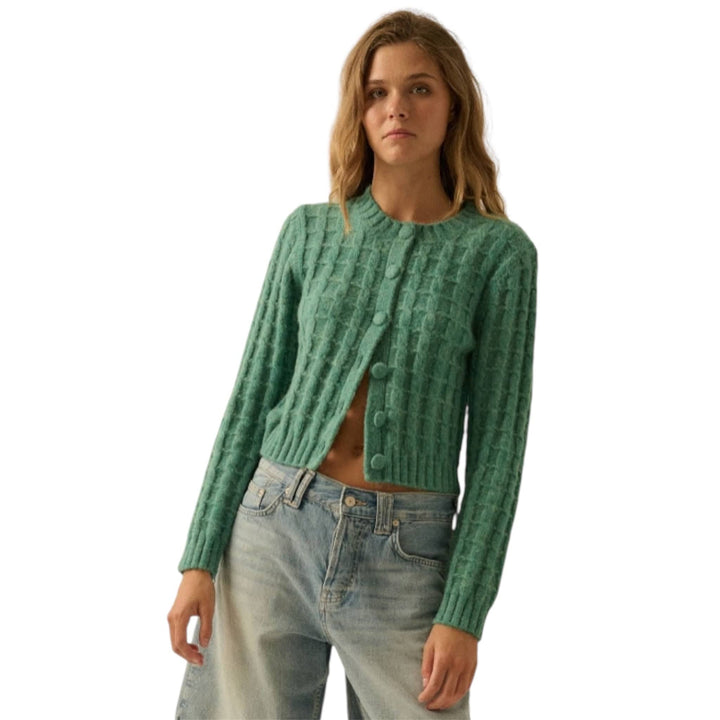 Cable Knit Button-Up Cardigan Sweater