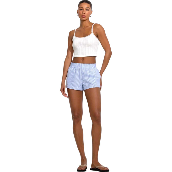 Pinstripe Smocked Mini Shorts