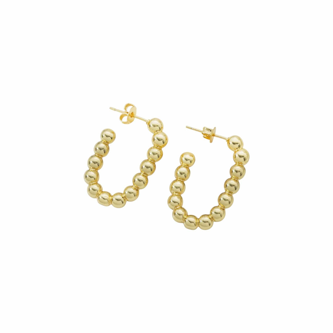 Gold Ball Oval Hoop Earrings