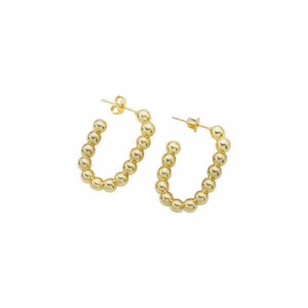 Gold Ball Oval Hoop Earrings