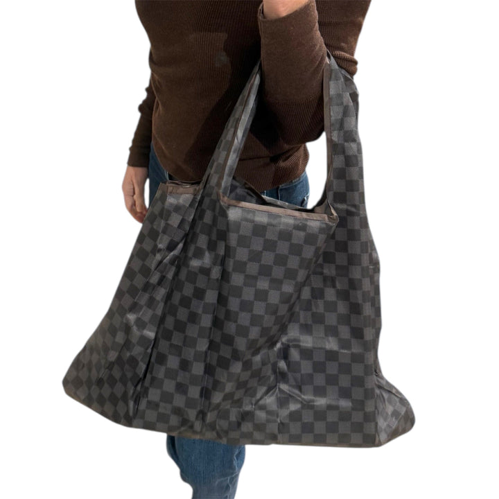 Black/Grey Checkered Reusable Tote