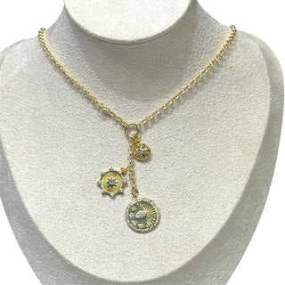 Gold Link Drop Coin Charm Necklace