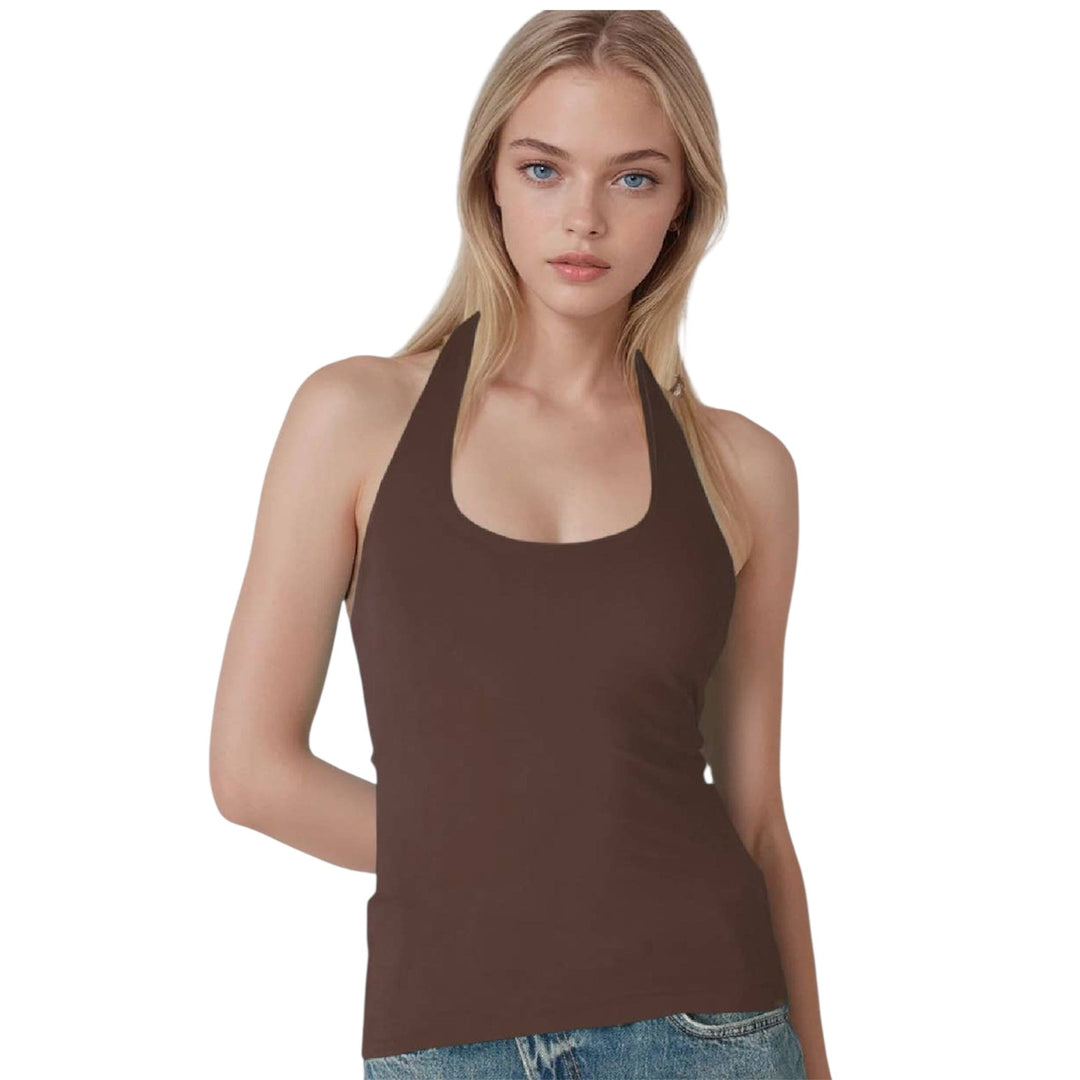 Brown Smooth Jersey Halter Top