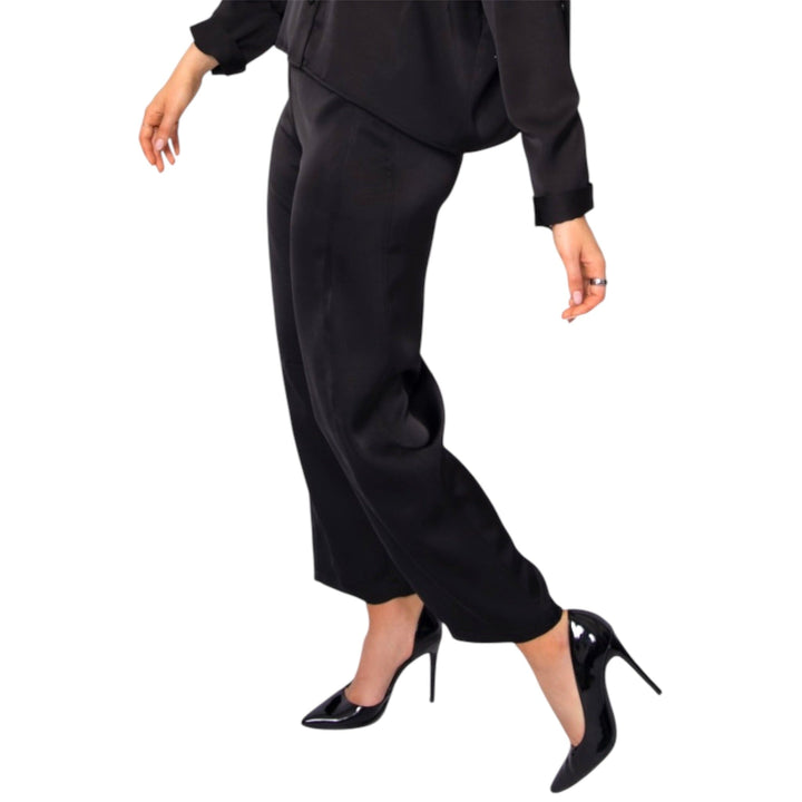 Black Silk Barrel Pants