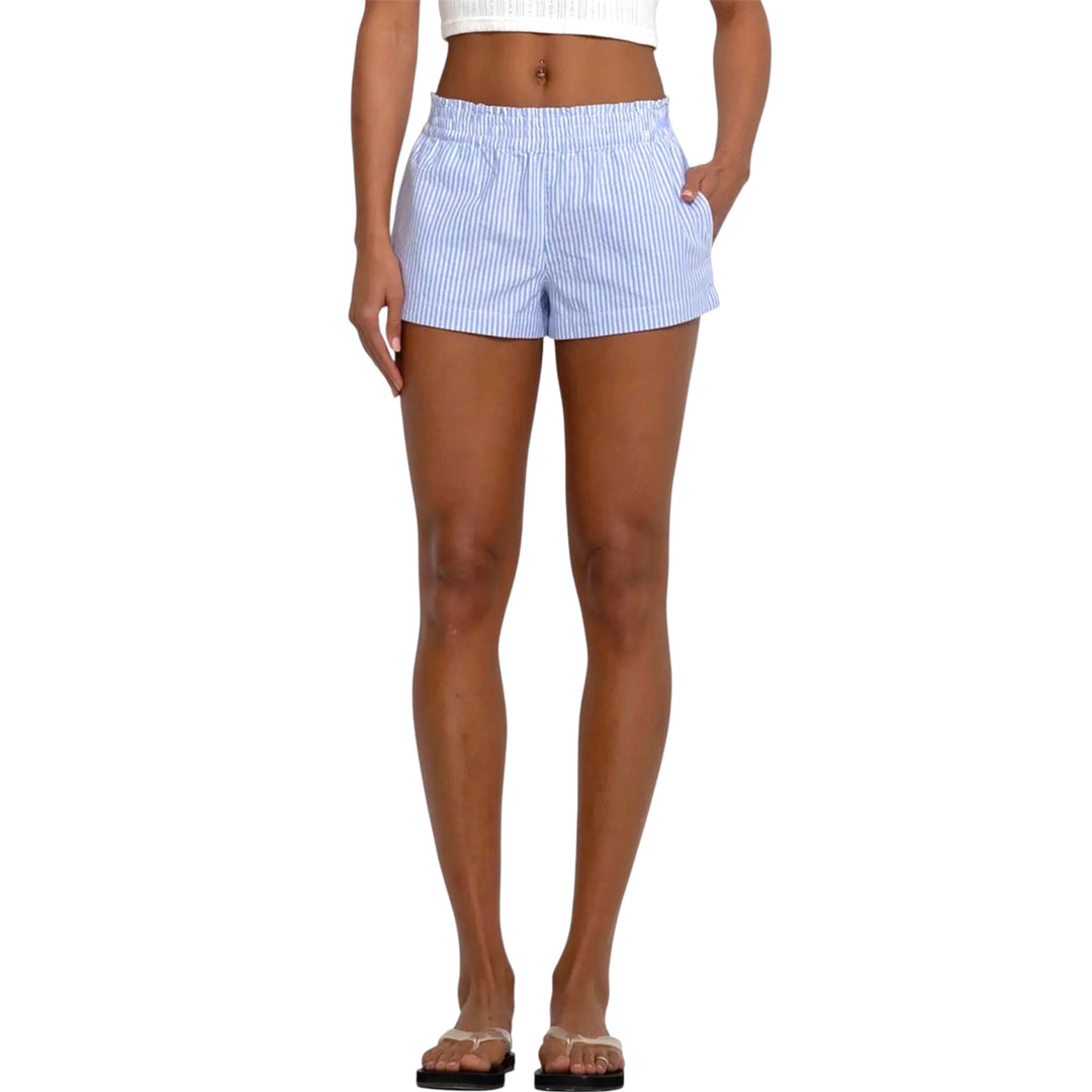 Pinstripe Smocked Mini Shorts