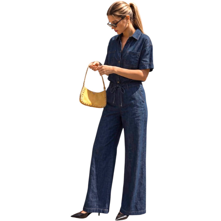 Drawstring Wide Leg Denim Pants