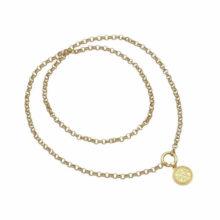 40" Gold Double-Wrap Rolo Chain Necklace with Pendant