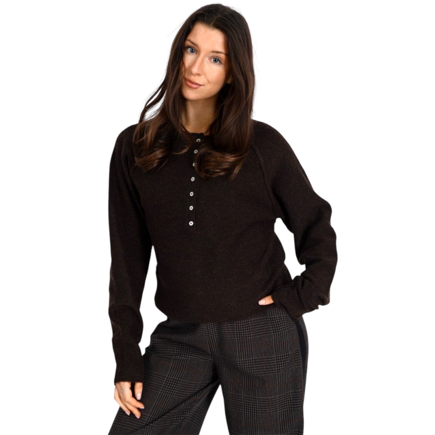 Akleja Brown Henley Pullover