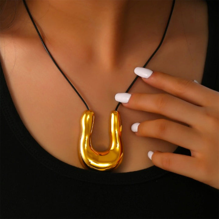 U Shape Horseshoe Pendant Necklace - Gold and Silver Available