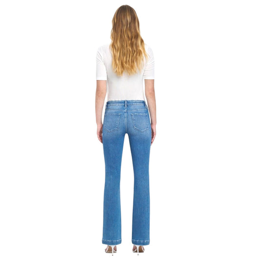 Mid Rise Seamless Bootcut Jeans with Trouser Hem