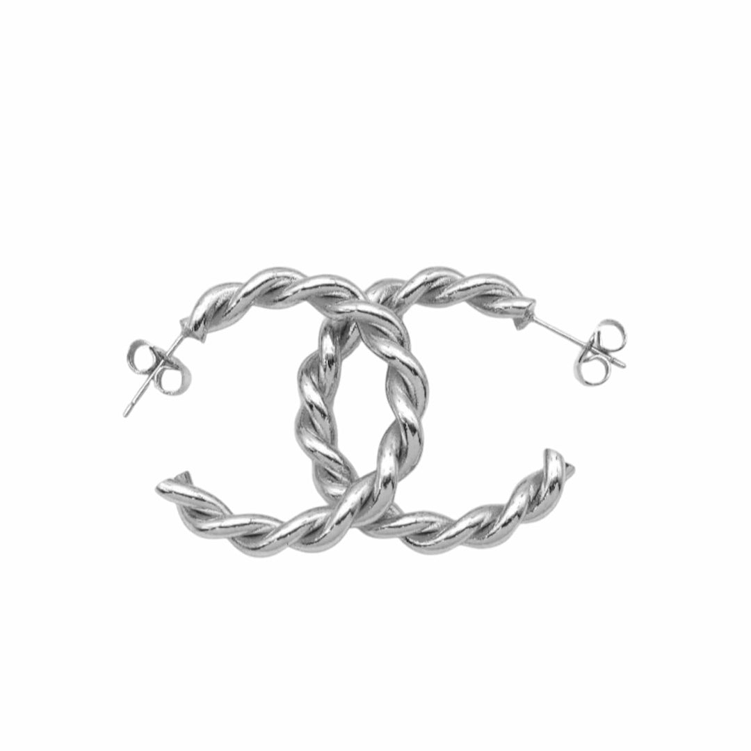 Silver Twisted Hoop Earrings