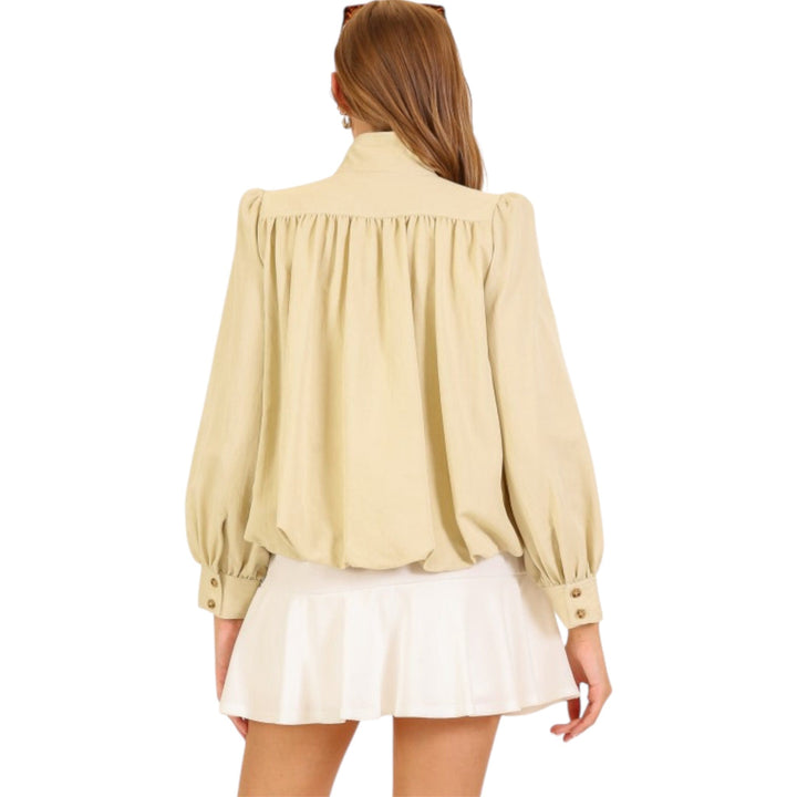 Gathered Mock Neck Jacket in Sage