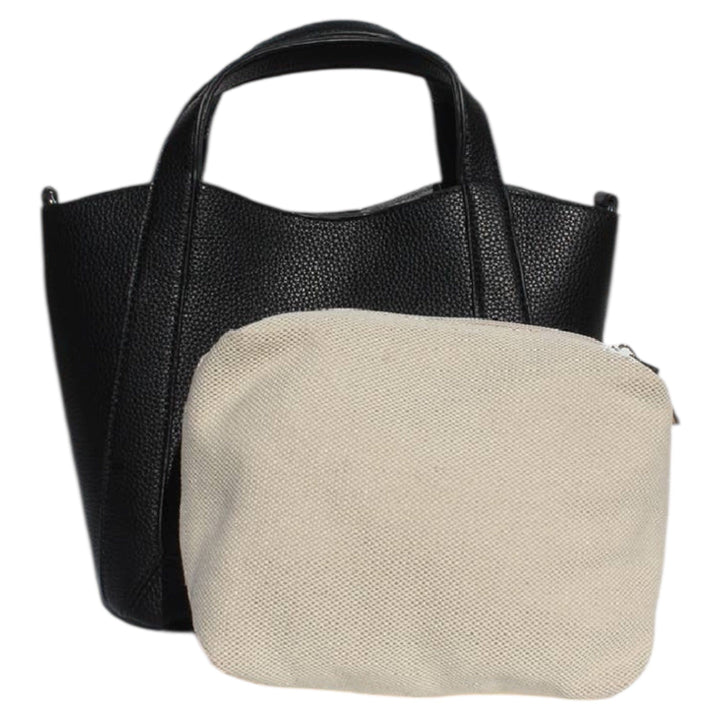 Black Vegan Leather Top Handle Crossbody Purse