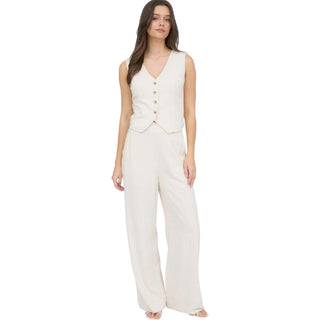 Oatmeal Wide Leg Linen Pants