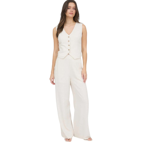 Oatmeal Wide Leg Linen Pants