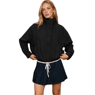 Black Zip Up Mock Neck Jacket