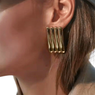 Channeled- the Button Earring Shield Stainless Steel