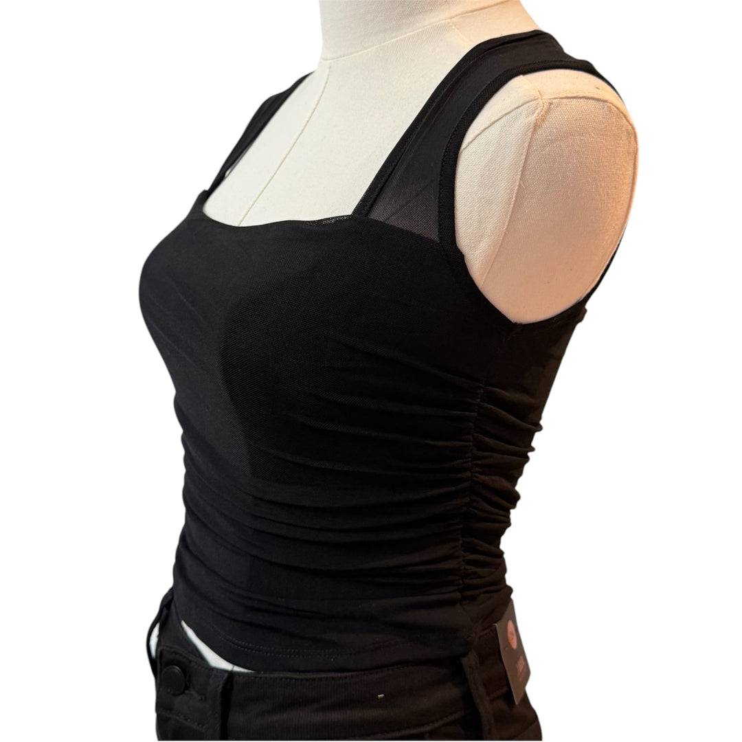 Black Ruched sheer top