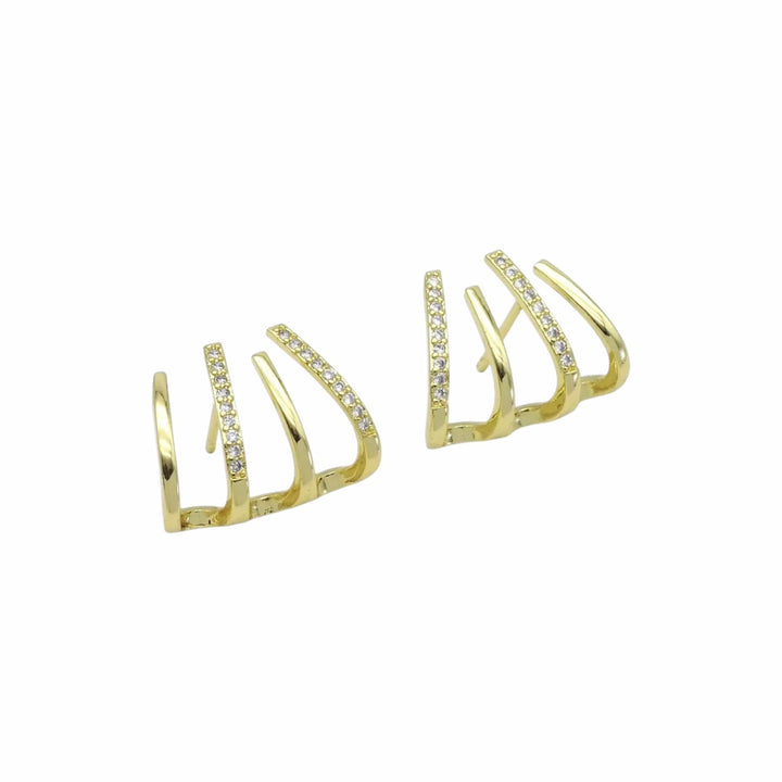 Gold CZ Claw Stud Earrings