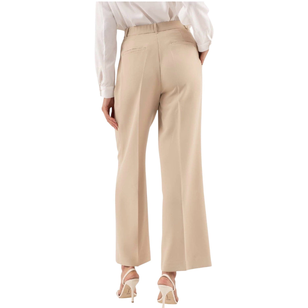 Khaki High Waist front Pleat Wide Leg Trousers