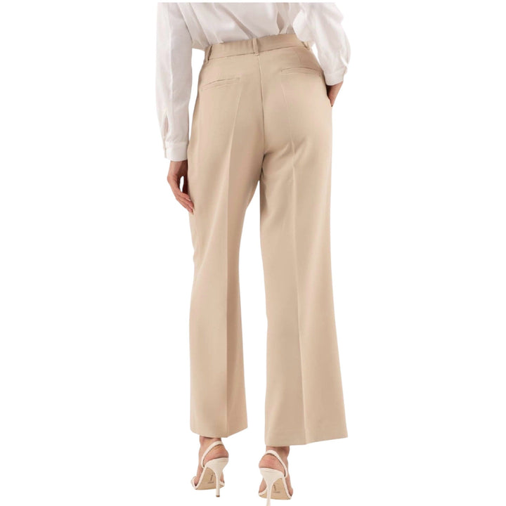 Khaki High Waist front Pleat Wide Leg Trousers