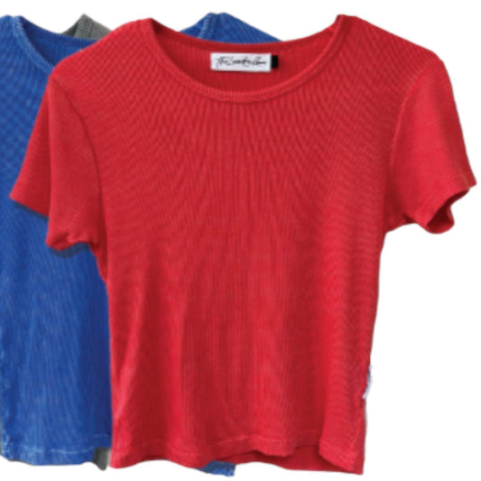 The Laundry Room Baby Rib Tee - White and Red are Available