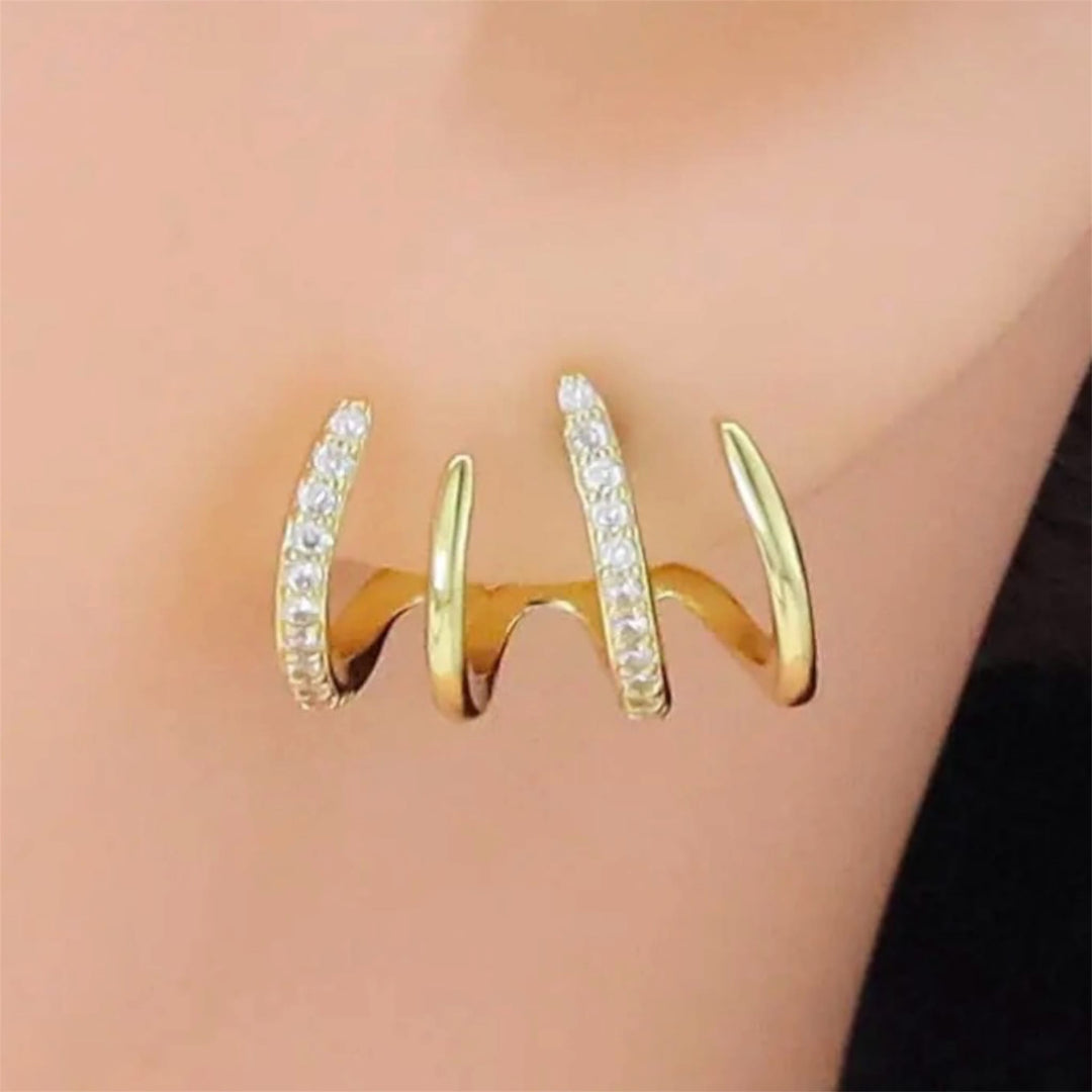 Gold CZ Claw Stud Earrings