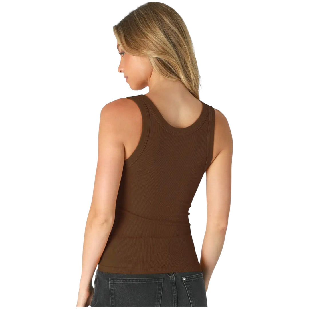 Brown Reversible Ribbed Tank Top