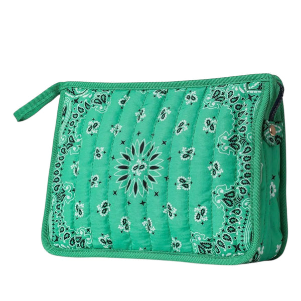 Kelly Green Bandana Print Pouch