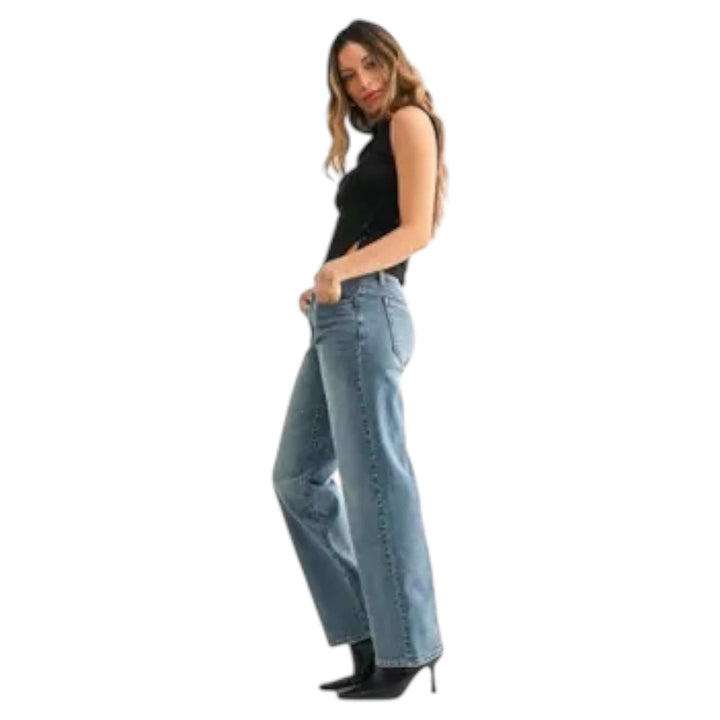 Loose Low Rise Stretch Straight Leg Jeans