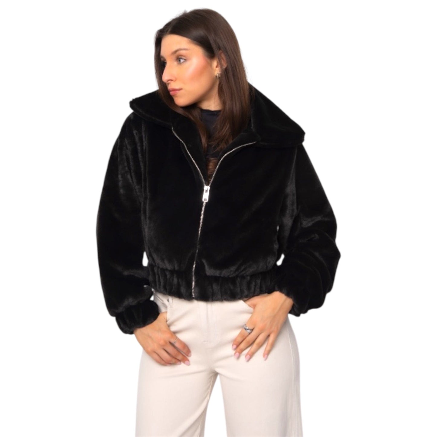 RD Style Black Foxy Fur Jacket